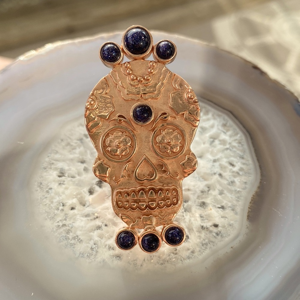 Huge Sugar Skull Ring in Rose Gold